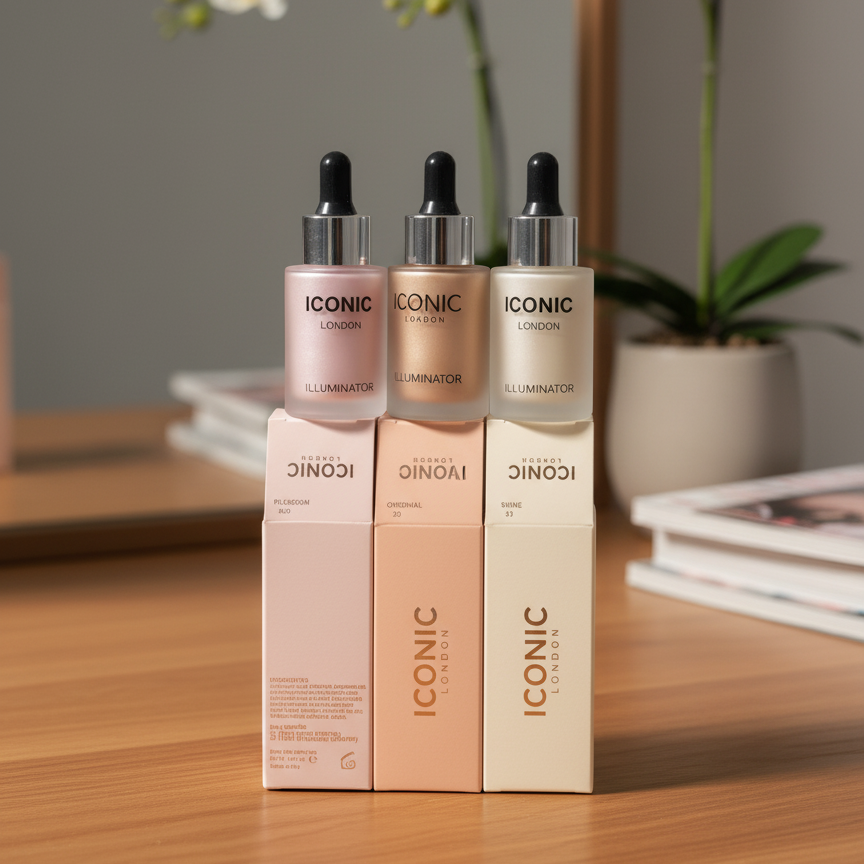 Iconic London Illuminator Highlighter Drops – Ultra Glow Liquid Highlighter For Radiant, Luminous Skin Finish (Pink)
