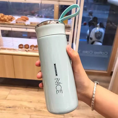 Nice Bottle Glass Water Bottles Natural BPA Free Eco Friendly Reusable Refillable Water Glass Water Bottles Wide Mouth Liquid Storage Leak Proof Caps Perfect For Travel and Storing Beverages Juice Smoothies Tea 450ml Multicolor