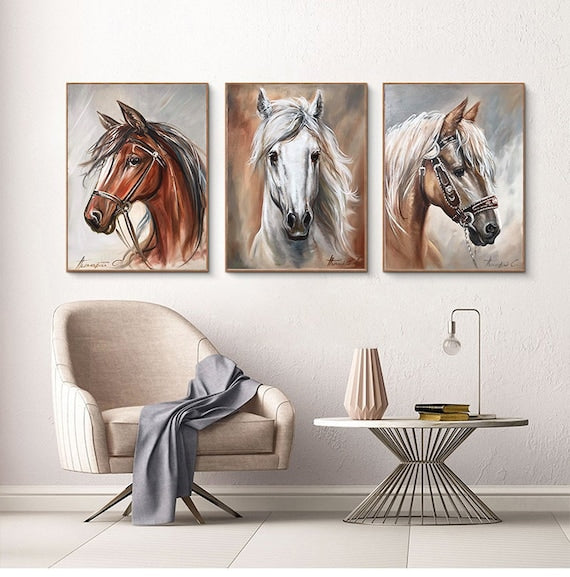 3 Pc Horse Wall Décor Photo Tiles | High Quality