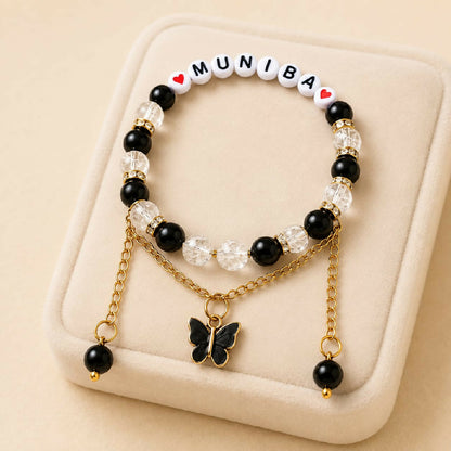 Personalized Custom Name Beaded Bracelet for Women Handmade Letter Bead Bracelet Unique Gift for Mom Sister Wife Best Friend