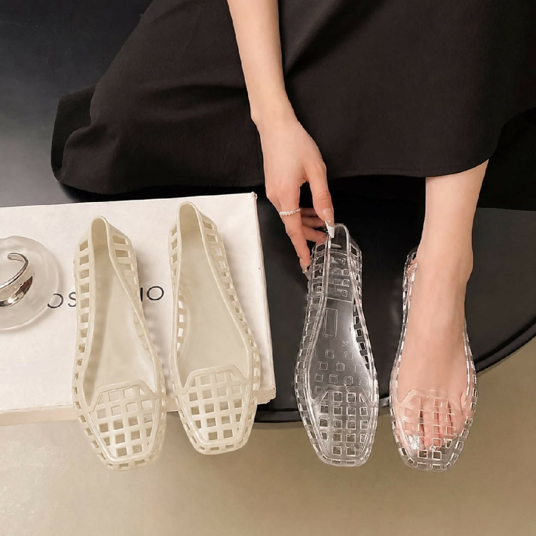 Transparent Crystal Jelly Flats – imported korean Summer Shoes for women