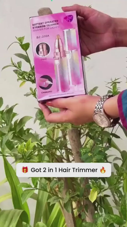Flawless 2-in-1 Eyebrow Trimmer | Rechargeable Hair Remover with USB Charging Cable & Cleaning Brush