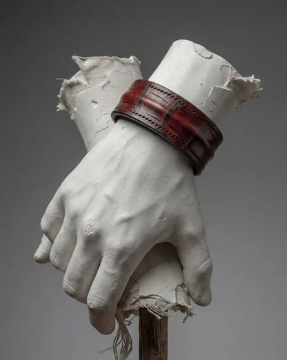 The Grit - Red Brown Croc - Kara Style Leather Bracelet / Leather Cuff