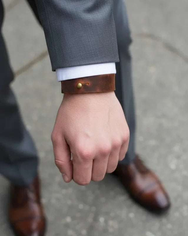 Pristine Orange Brown Pull-up Leather Bracelet (Unisex)