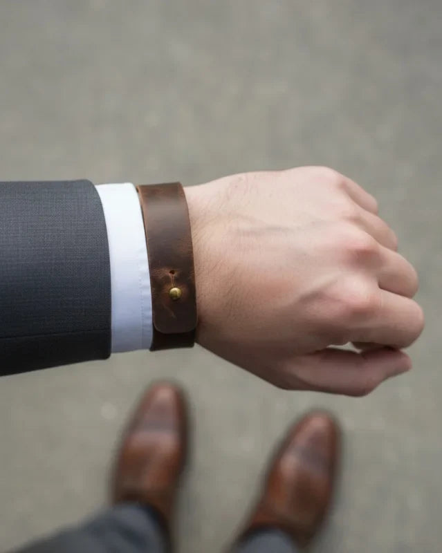 Pristine Dark Brown Pull-up Leather Bracelet (Unisex)
