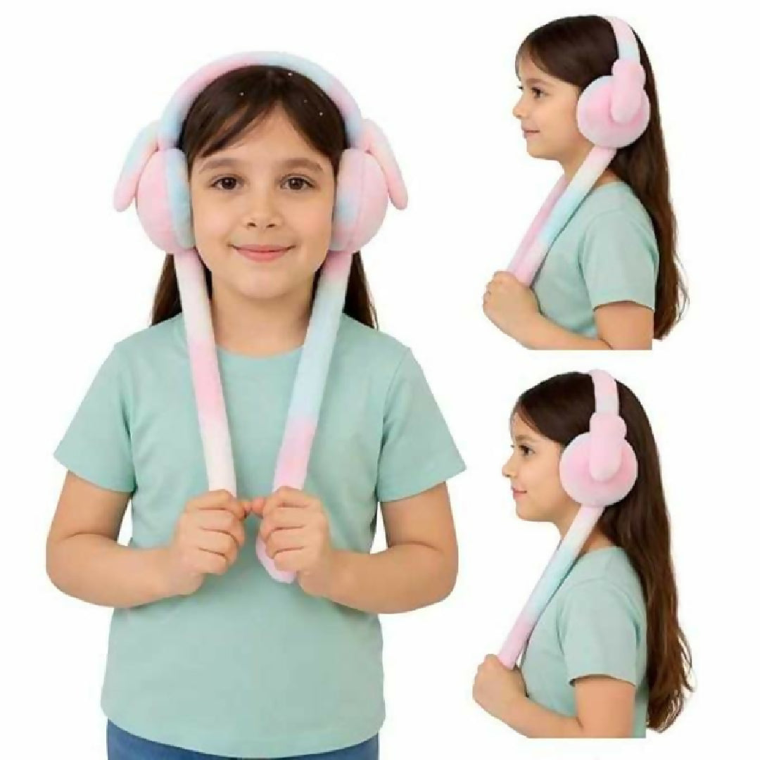 Cute Rabbit Earmuffs for Girls Soft Plush Winter Ear Warmers